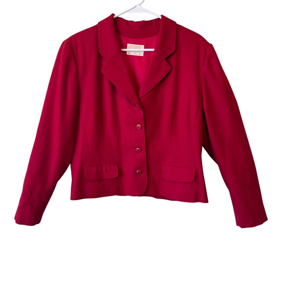 Pendleton Jackets & Blazers - Pendleton Womens 100% Virgin Wool Blazer Size 16 Red USA Preppy Holiday Heritage
